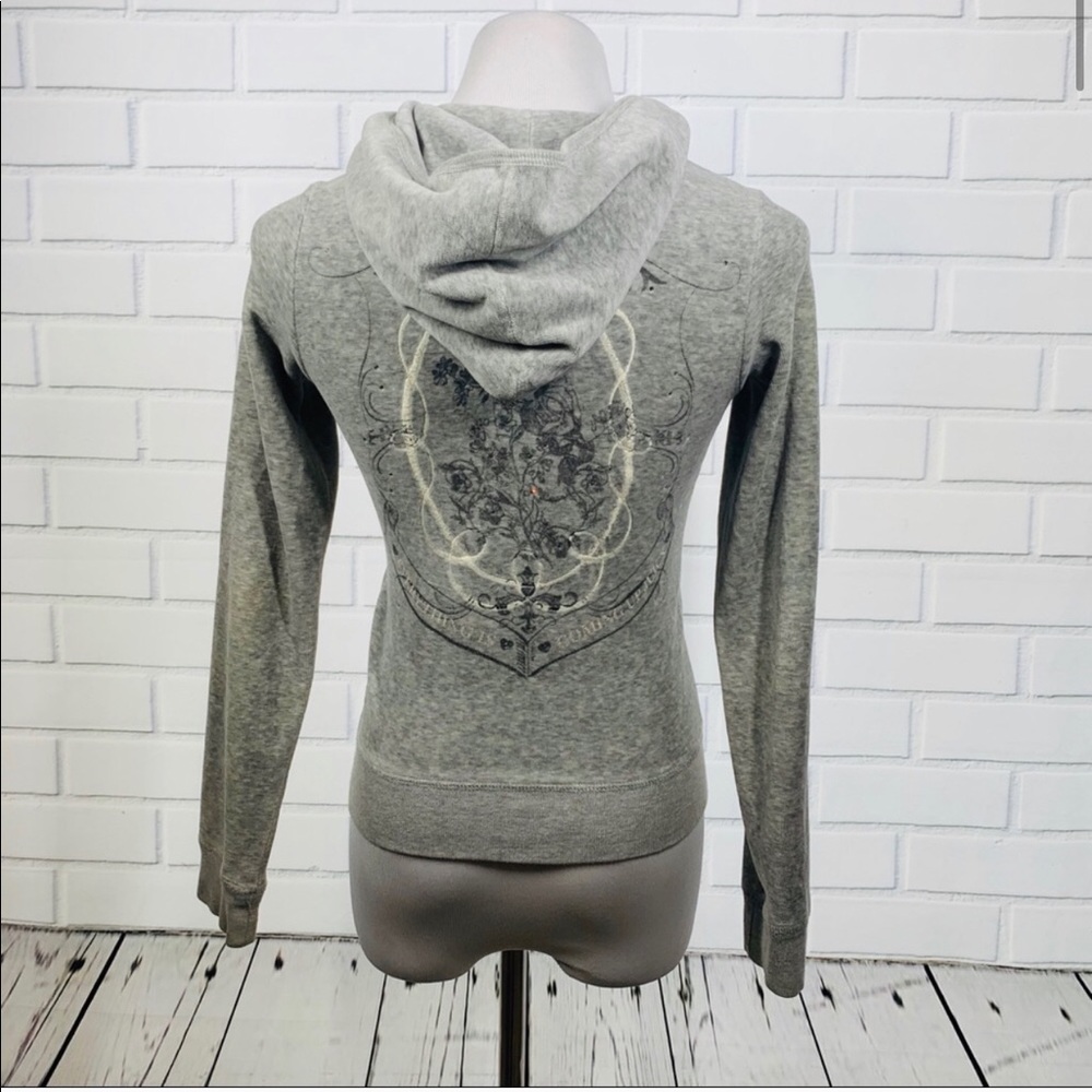 Juicy Couture Silver Velour Zip-Up Hoodie - Small